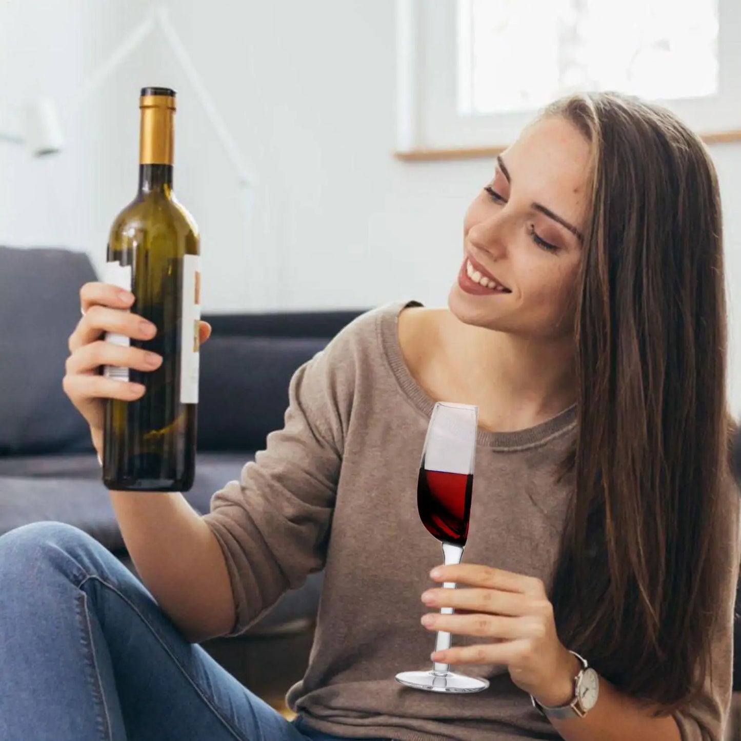 Half-Rice Wine Glass 140ml Flexible Long Stemmed Red Wine Cups Crystal Champagne Glass For Friends Enthusiasts Family