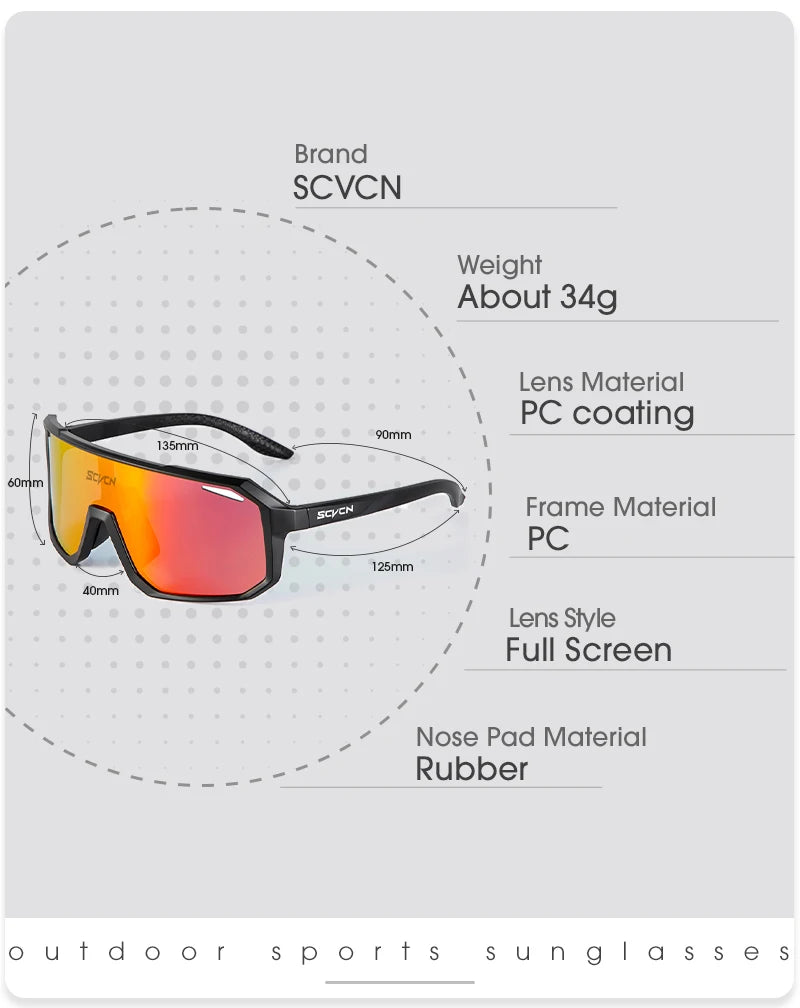 SCVCN Cycling Sunglasses Men MTB Road Driving Bike Glasses Outdoor Sports Women Bicycle Cycling UV400 Protective Glasses New