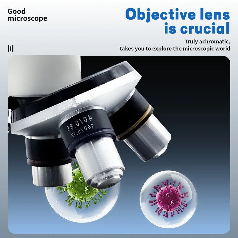 Monocular Optical Microscope 64X-2400X Microscope School Science Experimental Biology Microscope Digital Microscope for Children