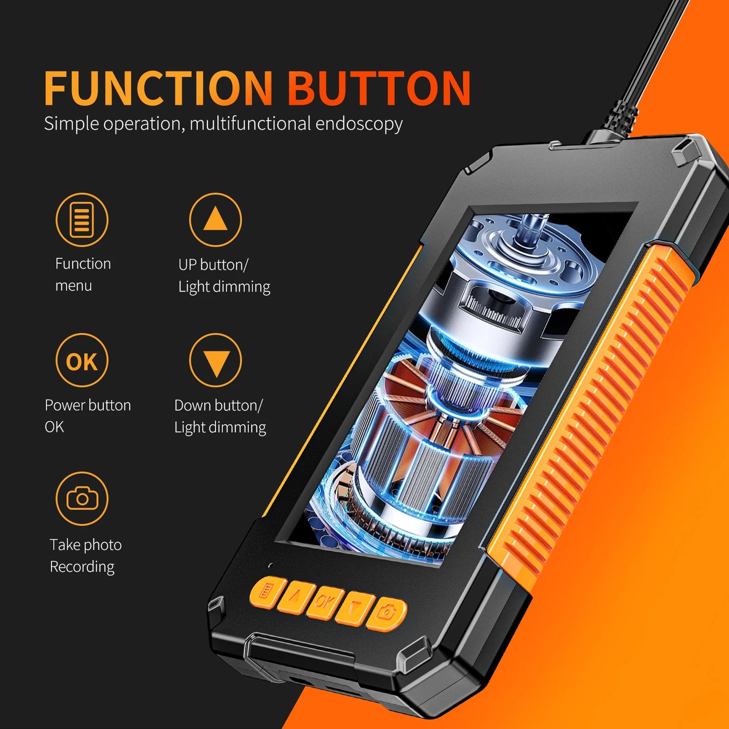 Industrial Endoscope Camera 1080P 4.3 "Single Dual Lens HD1080P Car Inspection Borescope Supports Photo Snap and Video Recording