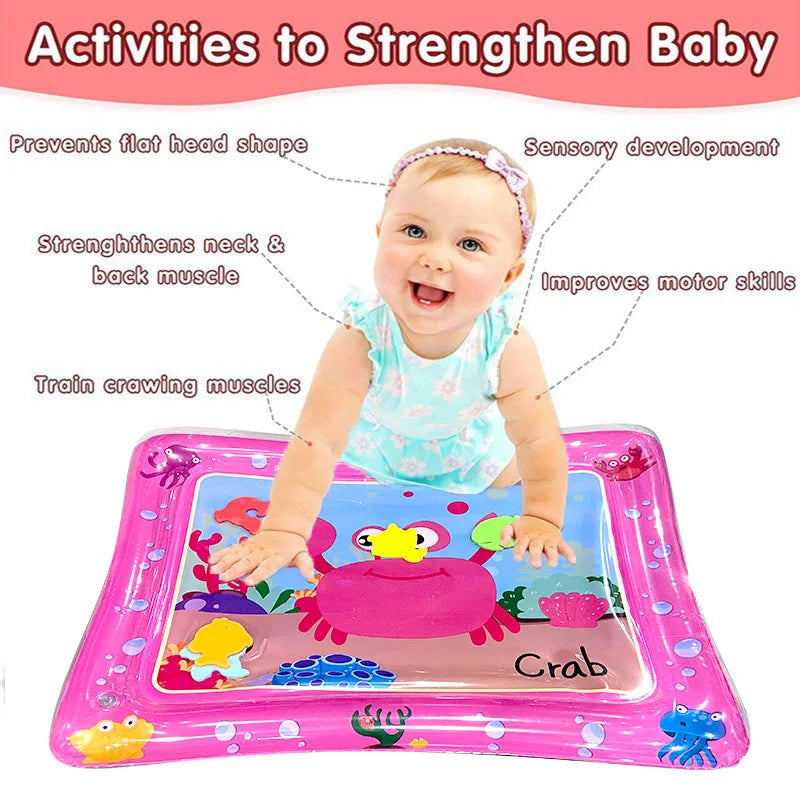 Inflatable Tummy Time Baby Water Play Mat Pink Color Premium Water Mat Infants and Toddlers is The Perfect Fun Toy