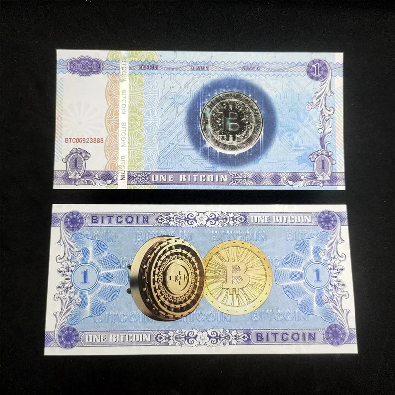 5/10 Pcs Copy One Bitcoin Money Not Currency Paper Banknotes Anti-Fake 1 BTC Bills Collectibles