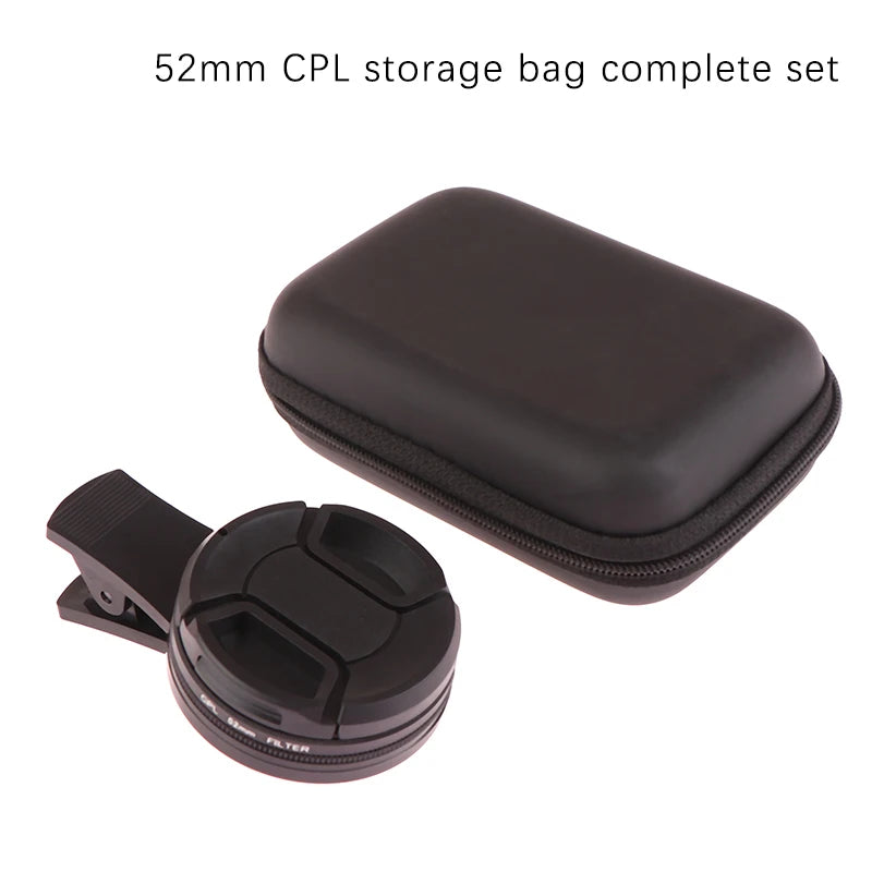 Clearance_Universal With Clip Portable Professional Phone Polarizer Wide Angle Lens 37/52MM CPL Filter Circular Camera Black Acc