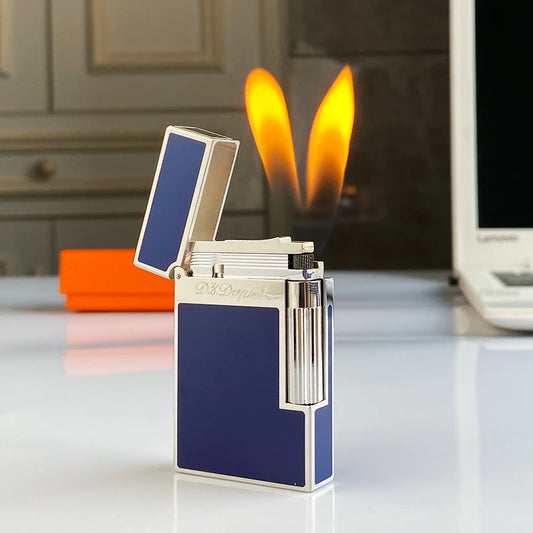 Commemorative Edition Luxury Butane Lighter Single & Double Flame Ping Sound Natural Paint Cigarette Smoker 16084