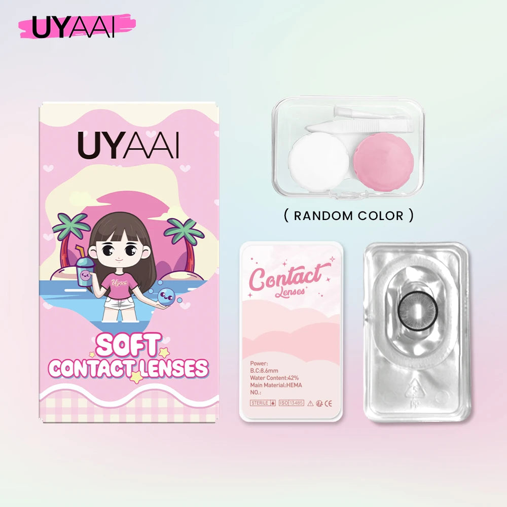 UYAAI 1 Pair Brown Natural Colored Eye Lenses Gray Fashion Lenses Blue Eye Lens Green High Quality Cosmetics Color Contacts