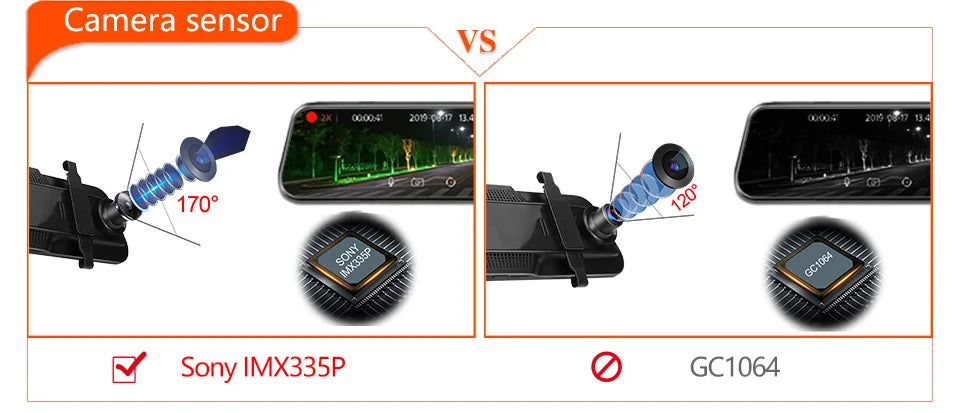 Dash Cam Touch GPS WIFI 24h Night Vision 10 Inch 2.5K+1080P Rearview Mirror Sony Rear Camera Car DVR Black Box 70mai Dashcam