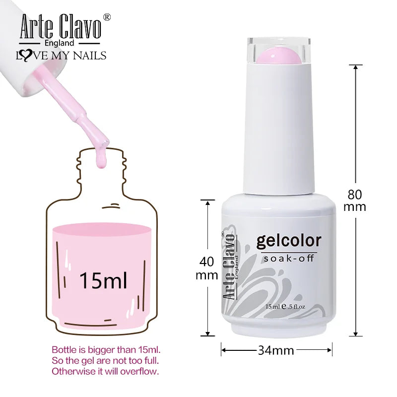 Arte Clavo 15ml Gel Polish Hybrid Varnishes 179 Colors Nails Art For Manicure Soak Off UV Need Top Base Primer Gel Nail Polish