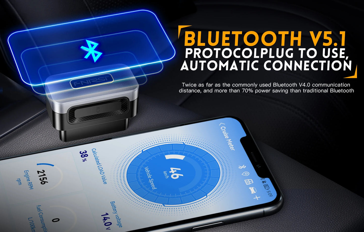 FNIRSI FD10 Car OBD2 Scanner Code Reader Clear Error OBD Diagnostic Tool IOS Android BluetoothV5.1 Check Engine Light Car Repair