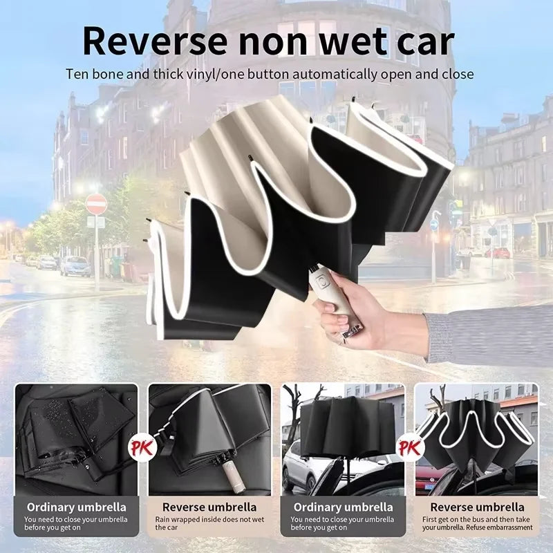 2025 NEW Fully automatic reverse umbrella large men's umbrella folding umbrella women's high-end sun protection umbrella