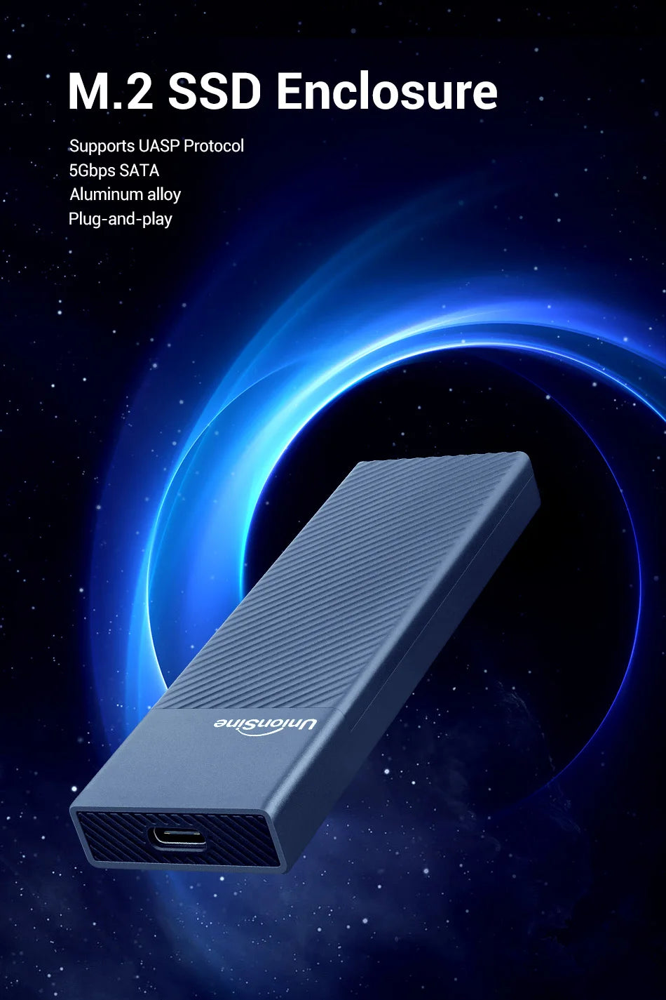 UnionSine M2 SSD Case NGFF SATA Protocol M.2 to USB Type C 3.1 SSD Adapter for SATA NGFF PCIe SSD DISK Box M.2 SSD Enclosure