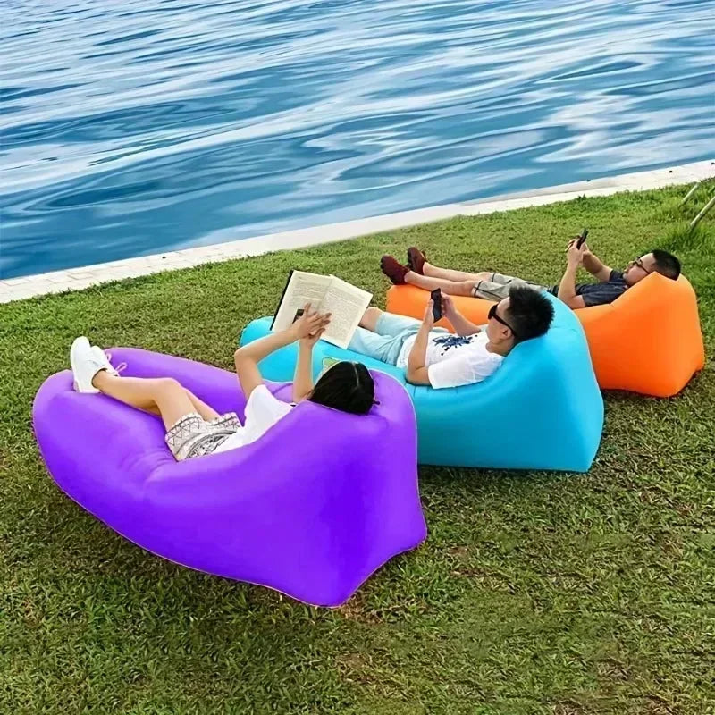 Outdoor Portable Inflatable Sofa Inflatable Outdoor Air Sun Inflatable Lounger Blow Up Chair Bag Banana Camping Air Bed Beanbag