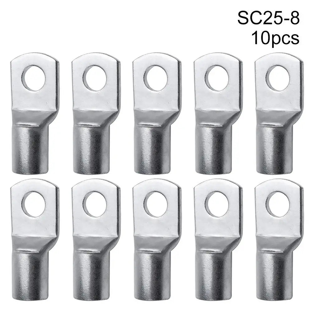 10pcs 16-35mm2 SC16-6 SC25-6 SC35-6 Tinned Copper Wire Nose Terminal Crimp SC Type Lugs Ring Cable Connector Kit