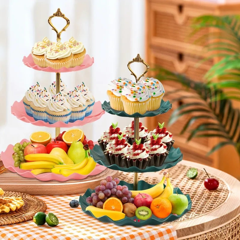 3-Tiered Dessert Stand with Scalloped Edge