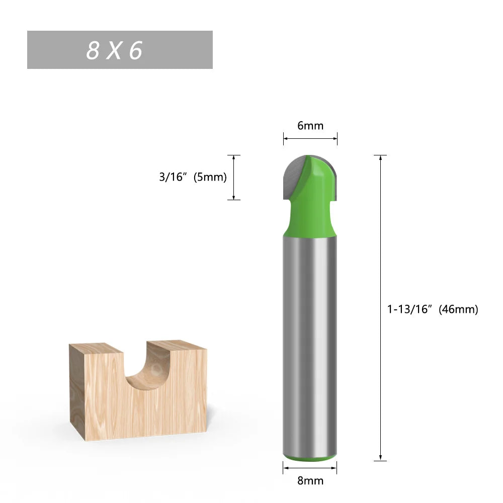 Round Bottom Over Nose Router Bit CNC 6mm Router Bit Set Carbide Ball End Mill 6mm 8mm for Wood Woodworking
