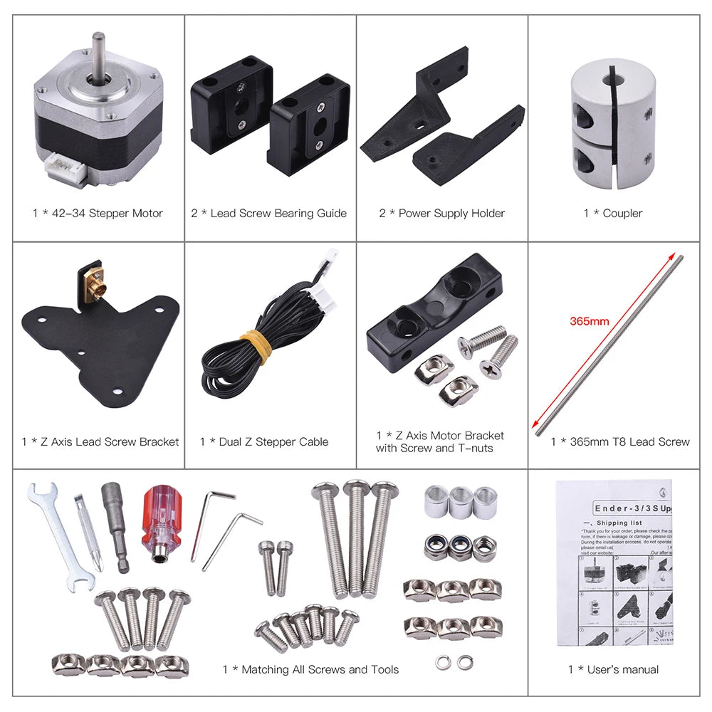 Ender 3 Dual Z axis Upgrade Kit with Stepper Motor Lead Screw, Dual Z-axis Upgrades Kit for Ender 3 V2, Ender 3 Pro, Ender 3