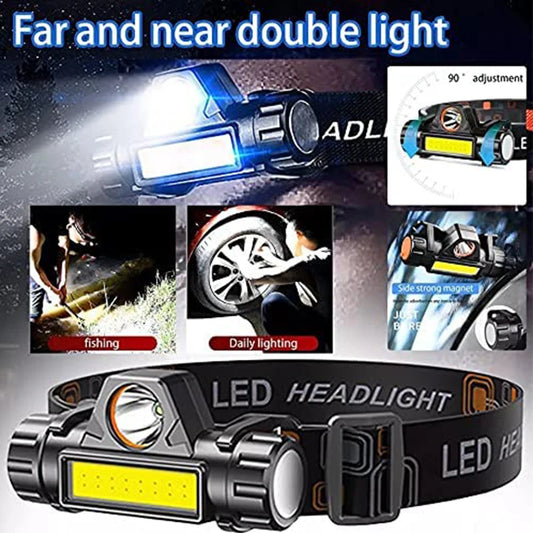 COB LED Headlamp Rechargeable USB Headlamp Strong Magnetic Powerful Headlight Super Bright Waterproof Head For Outdoor Fishing