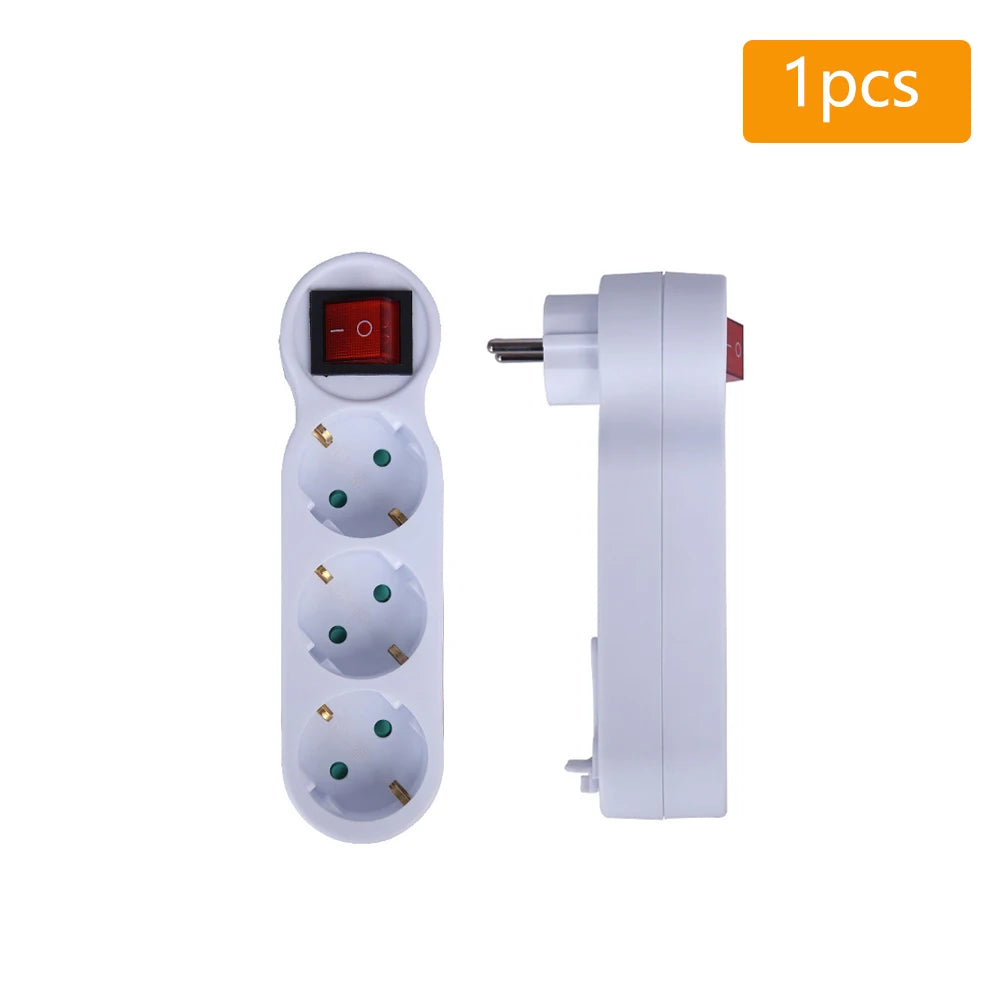 European Plug German Standard Wall Socket Extension Plug 1 to 3 Wall Plug Power Supply Expansion Converter Conversion Plug