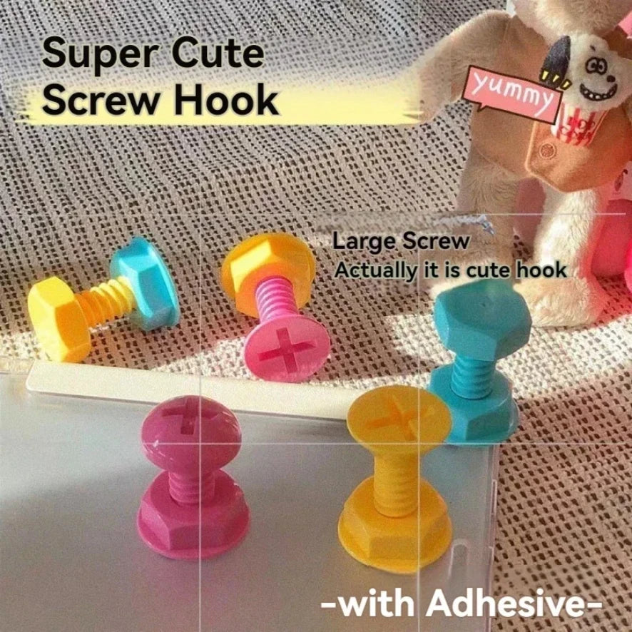 Colorful Cartoon Hooks A Set of 3 Adhesive Hole-free for Bag Storage Wall Hooks, Cute and Practical Home Accessories