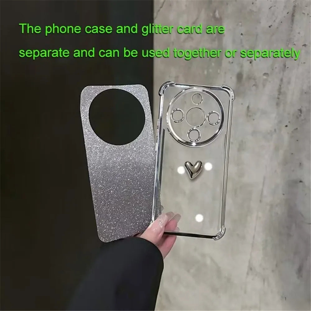 Plating 3D Love Heart Phone Case For Infinix Note 60 50 30 40 Pro 50X 50S Smart 20 10 9 8 7 Glitter 4-Point Anti Fall Soft Cover