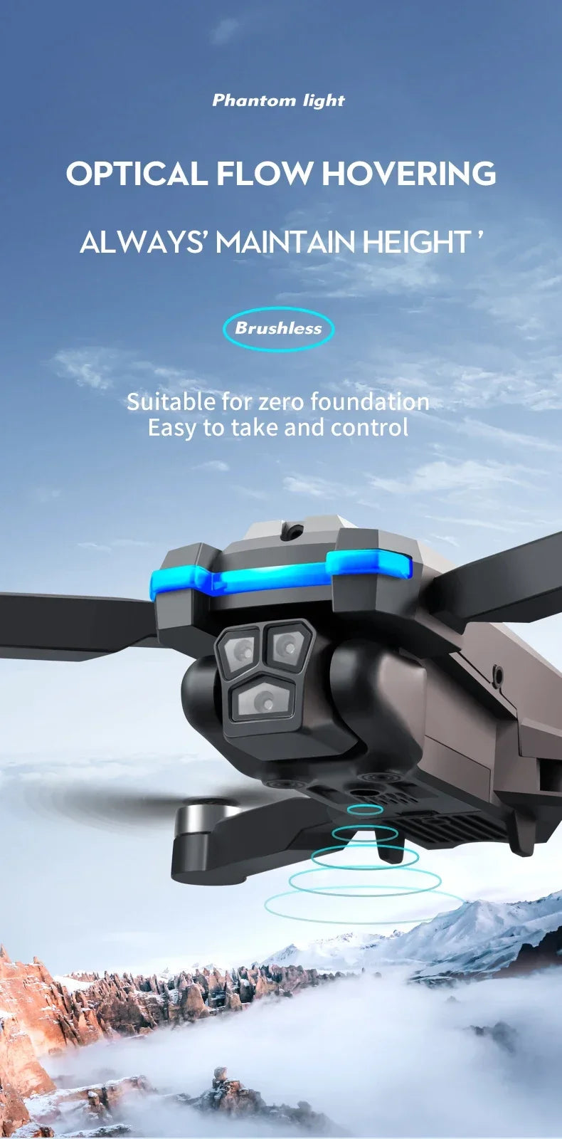 S8S RC Brushless Drone 4K Professional 8K Three ESC Camera Optical Flow Obstacle Avoidance Headless Mode Foldable Quadcopter Toy