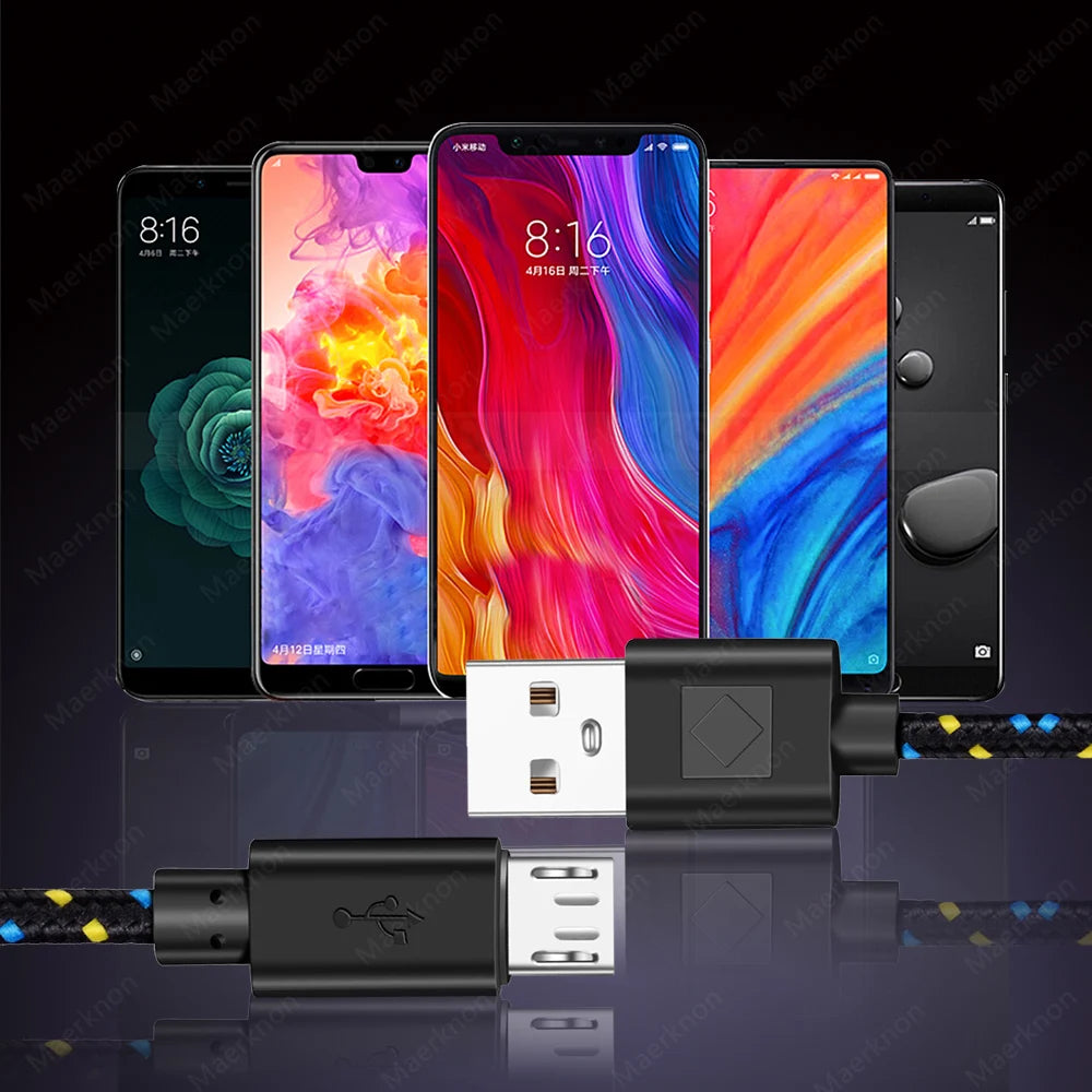 Micro USB Cable 2.4A Fast Charging Mobile Phone Charger Date Cord For Samsung Huawei Xiaomi Micro Nylon Braided Data Sync Cable