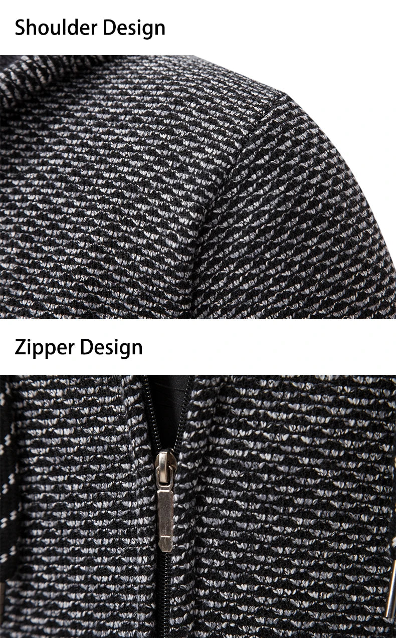 Men's trend in autumn and winter 2023 new plus velvet padded knit cardigan sweater coat