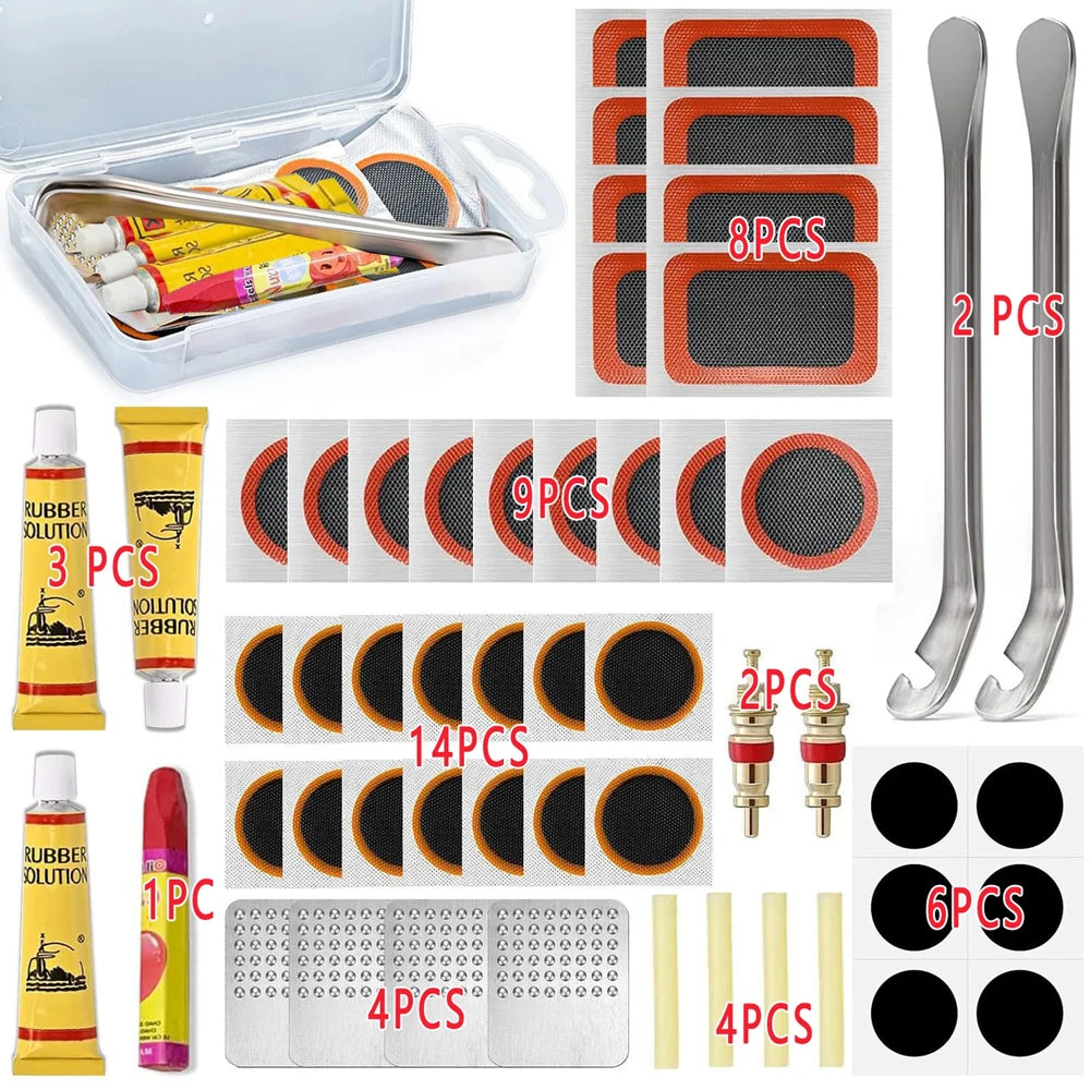 Bike Tire Repair Kit Patches Tire Flim Grinding Film Crowbar Multifunctional Tools Cycling Tire Patch Bicycle Repair Puncture