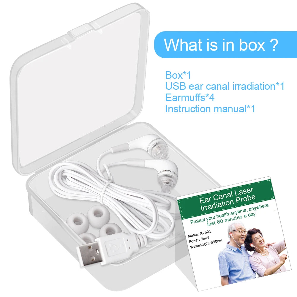 650nm LLLT Laser Therapy Rhinitis Sinusitis Tinnitus Ear Irradiation Laser Physiotherapy Earplug Otitis Media Deafness Treatment
