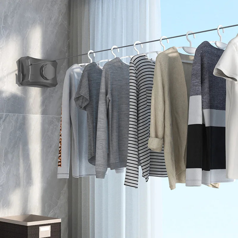 Retractable Clothesline Stainless Seel Pull-Out Clothes-Drying Machine Rope Space-Saving Clothes Drying Rack For Household