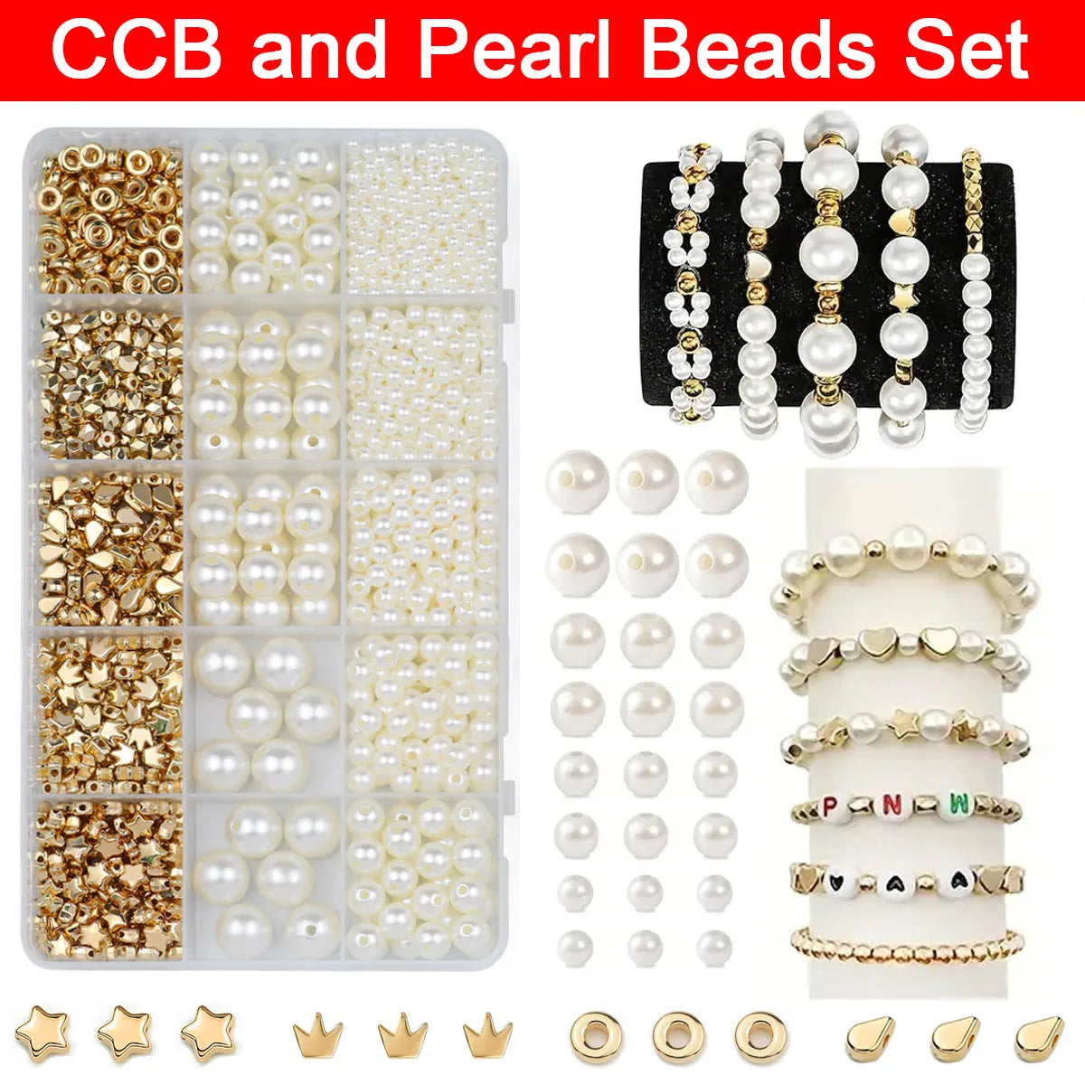 1240PCS 10*17CM CCB Imitation Pearl Acrylic Spacer Loose Beads DIY kit Box For Bracelet  Necklace Jewelry Making Accessories