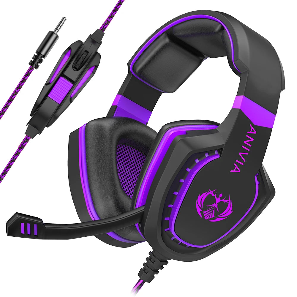 Headphones wired Gaming Headset Noise Isolating Overear Headphone with Mic.Volume Control Bass Surround for PC PS4 PS5 XBOX