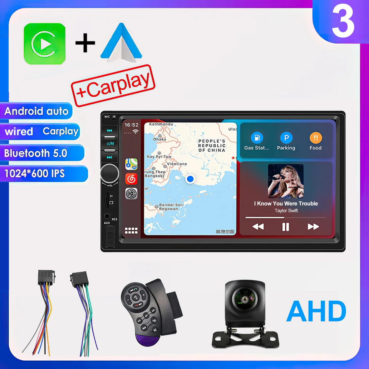2 din 7 inch IPS Car Radio Multimedia CarPlay Android Auto 2din Autoradio Car Stereo Universal   Head Unit Rear View AHD Camera