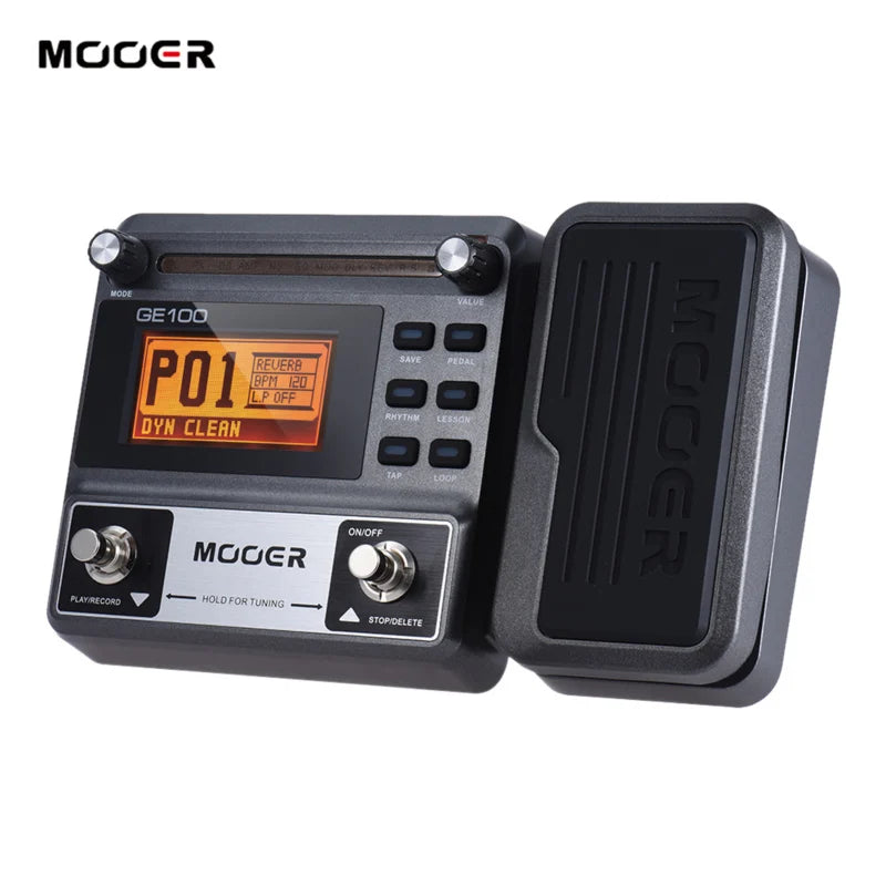 MOOER GE100 Guitar Multi-effects Processor Effect Pedal with Loop Record Tuning Tap Tempo Rhythm Scale & Chord Lesson Function