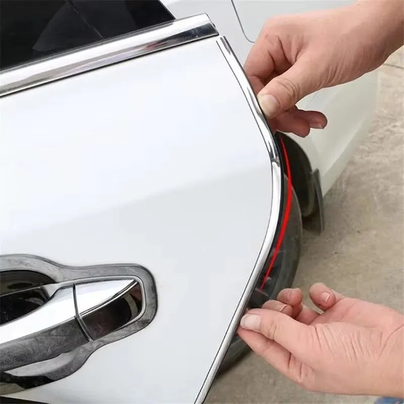 4/6M Car Door Edge Scratch Protector DIY Silver Moulding Trim Strips Chrome Trim Strip Scratch Guard Protector Strips