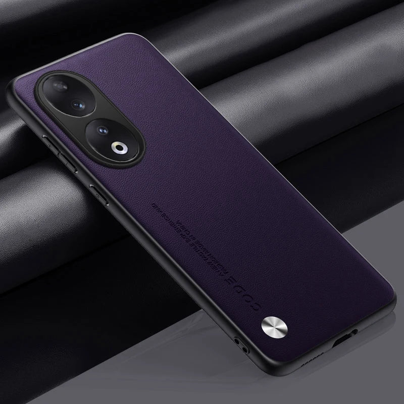 Luxury PU Leather Case For Honor 90 Back Cover Matte Silicone Shockproof Full Protection Phone Case For Honor 90 Honor90 Coque