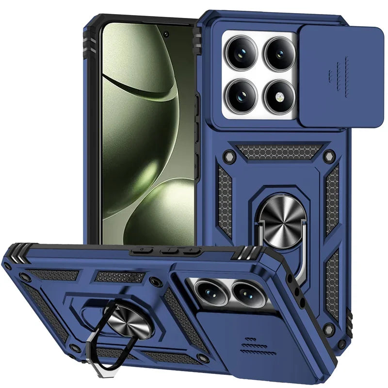 For Xiaomi 14T 13T Pro Case Ring Stand Car Magnetic Holder Phone Cover for Redmi 14C Case Shockproof Lens Protection Funda