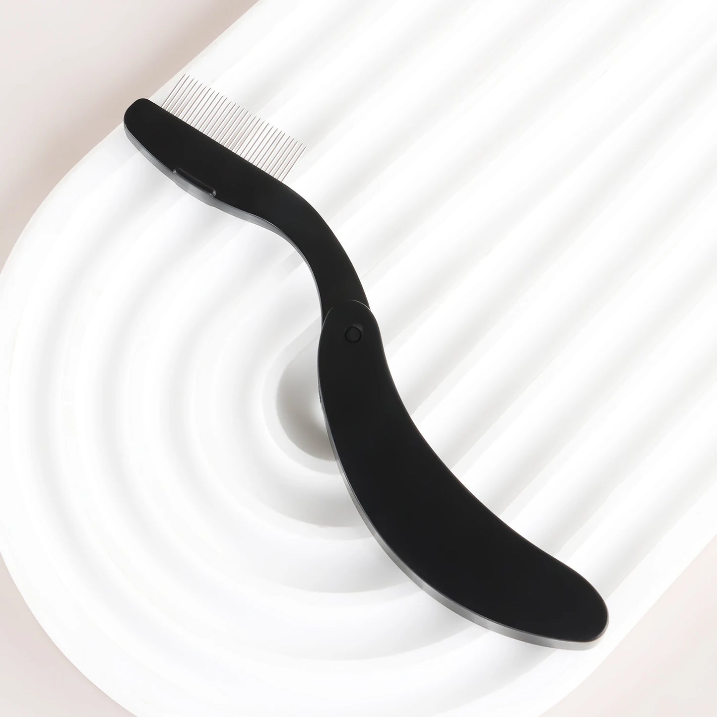 1-pack curved design eyelash beauty folding separator portable eyelash brush comb eyelashes stainless steel eyelash combing tool