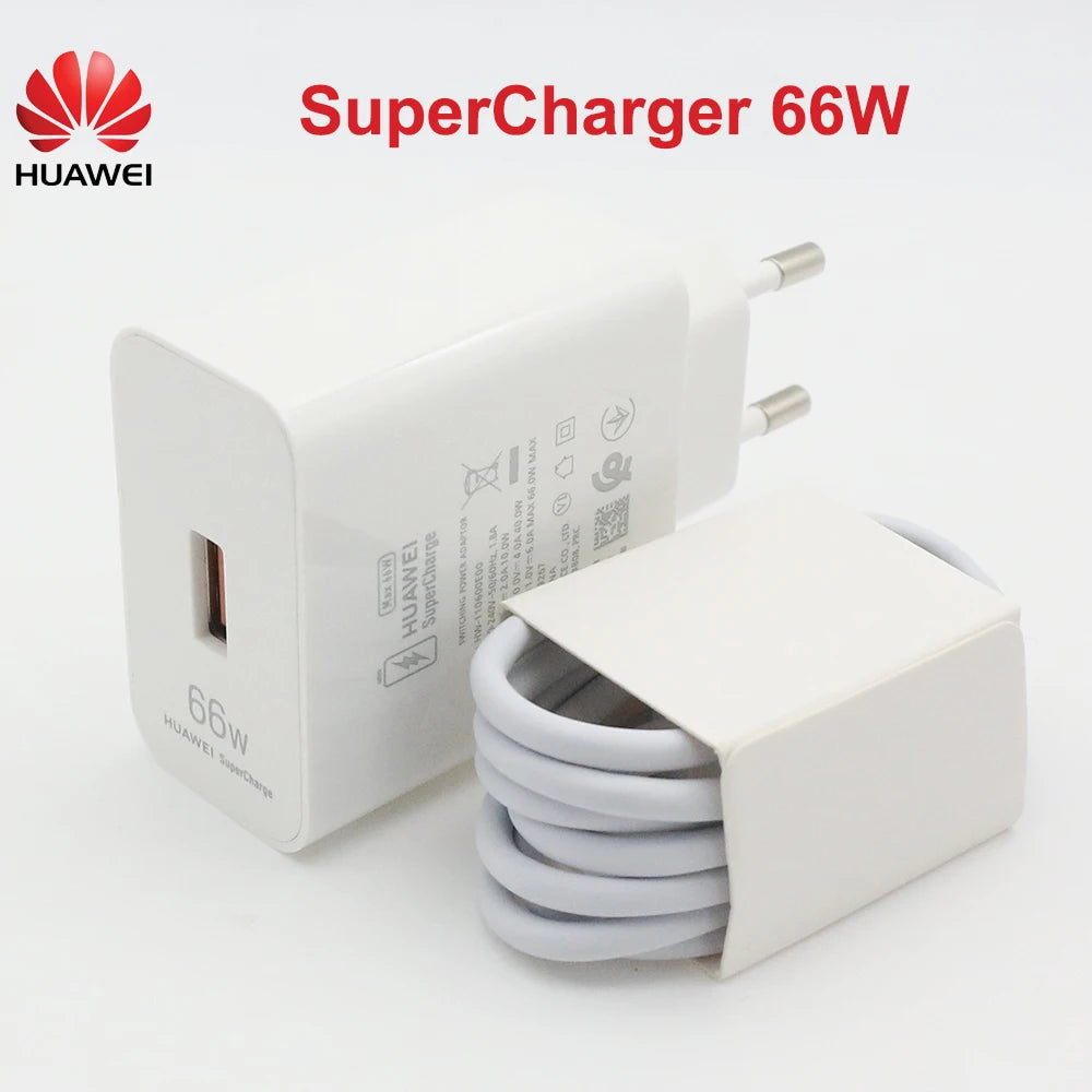 HUAWEI 66W Original Super Charge Quick USB Wall Charger Travel Charge 6A Type C Cable for Mate 50 40 30 P40 Pro Nova8 P 60 50 40