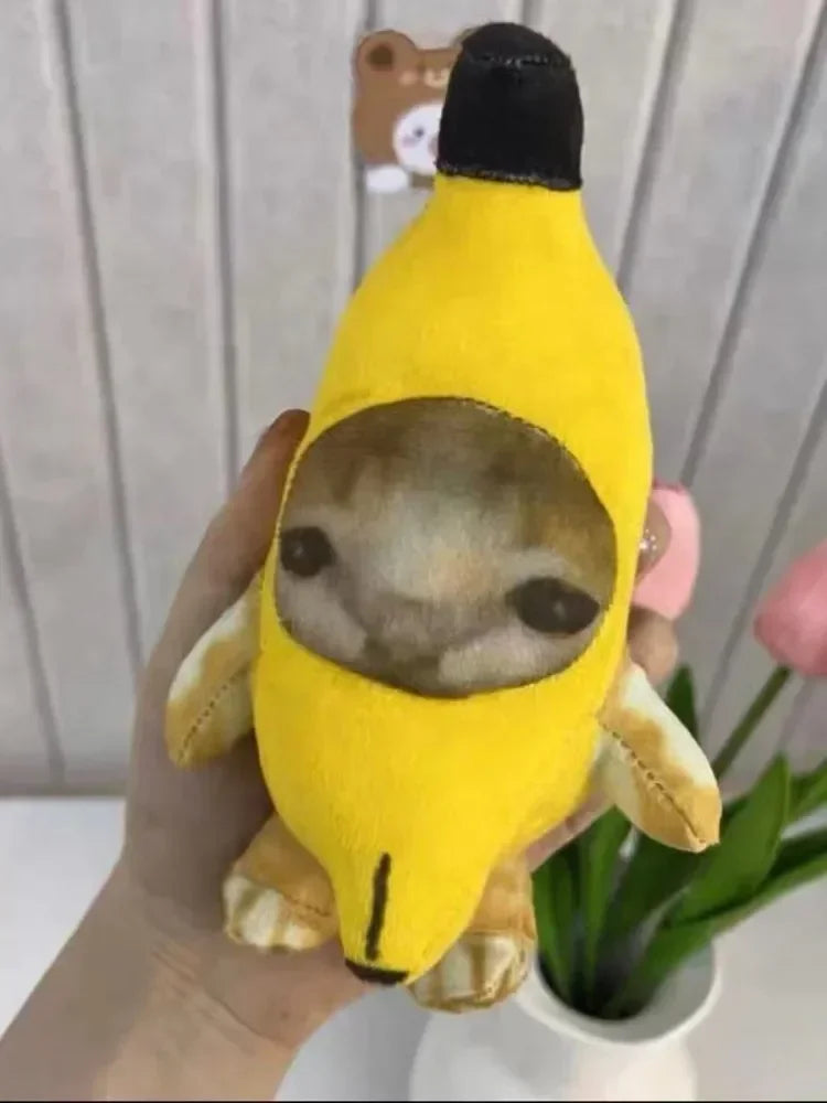 18cm 10cm Banana Cat Doll Pendant Keychain Crying Happy Banana Cat