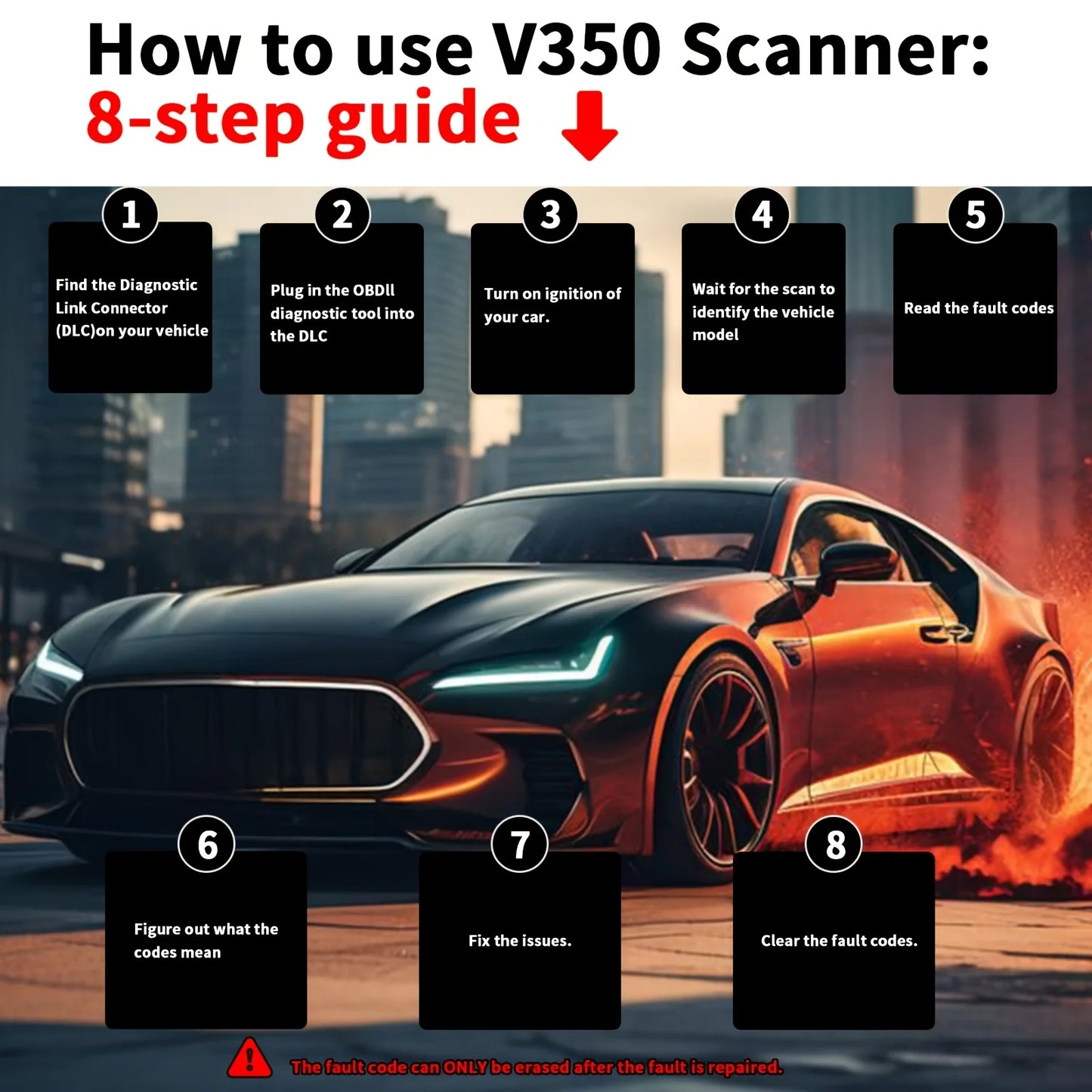 Advanced Obd2 Scanner V350 - Handheld Diagnostic Tool for All Vehicles, Reads Engine Faults, Tests Batteries, Analyzes and Tests Engine Performance, 350+ Readiness Check Codes, Dtc Book, 35, 901+ Readiness Check Codes, Vehicl