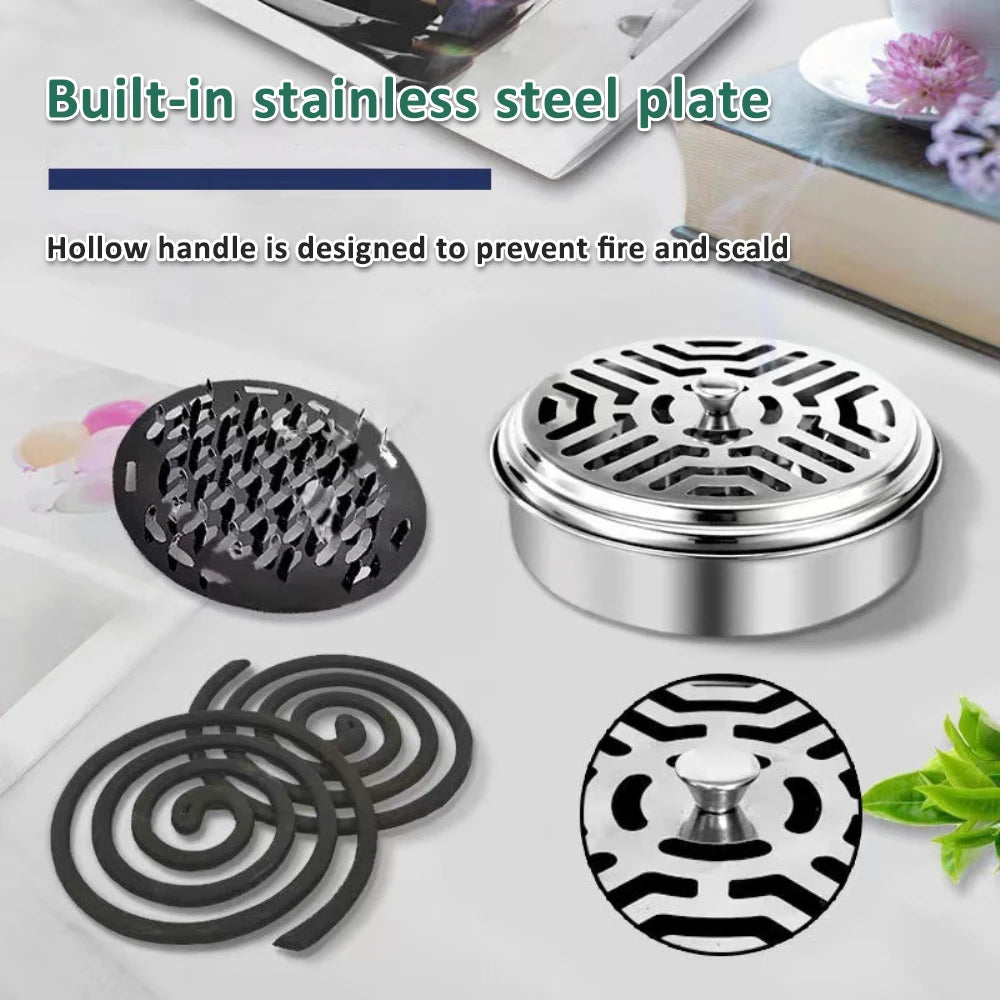 1-10pcs Mosquitoes Coil Holder Tray Frame Stainless Steel Round Rack Plate For Spirals Incense Insect Repellent