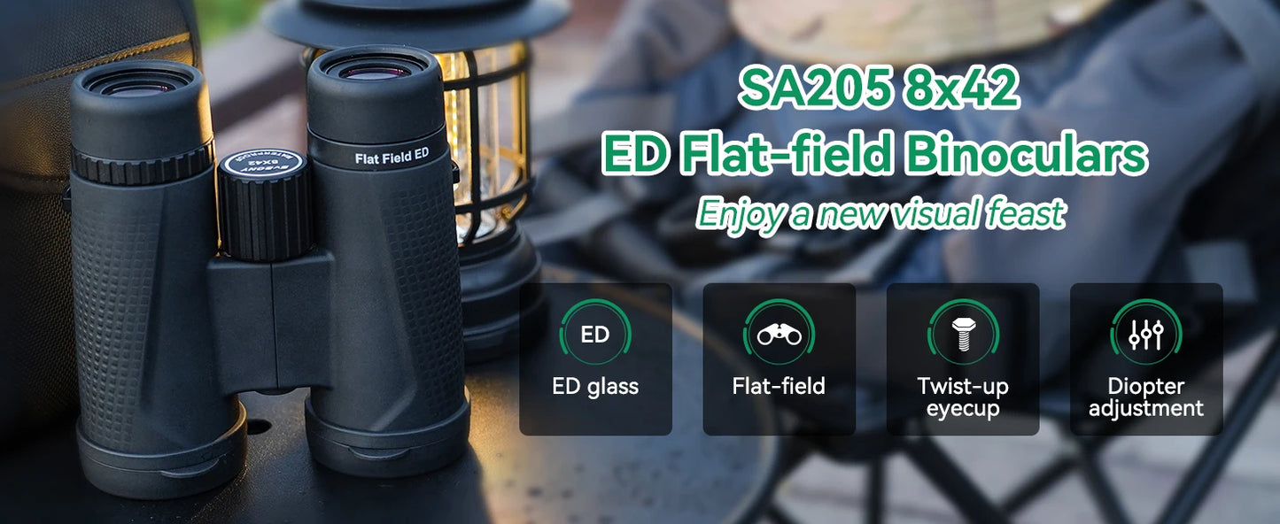 Svbony SA205 Binoculars ED Flat-field 8X42/10X42 Professional IP67 Waterproof BAK4 Twist-up Eyecups for Travelling Bird Watching