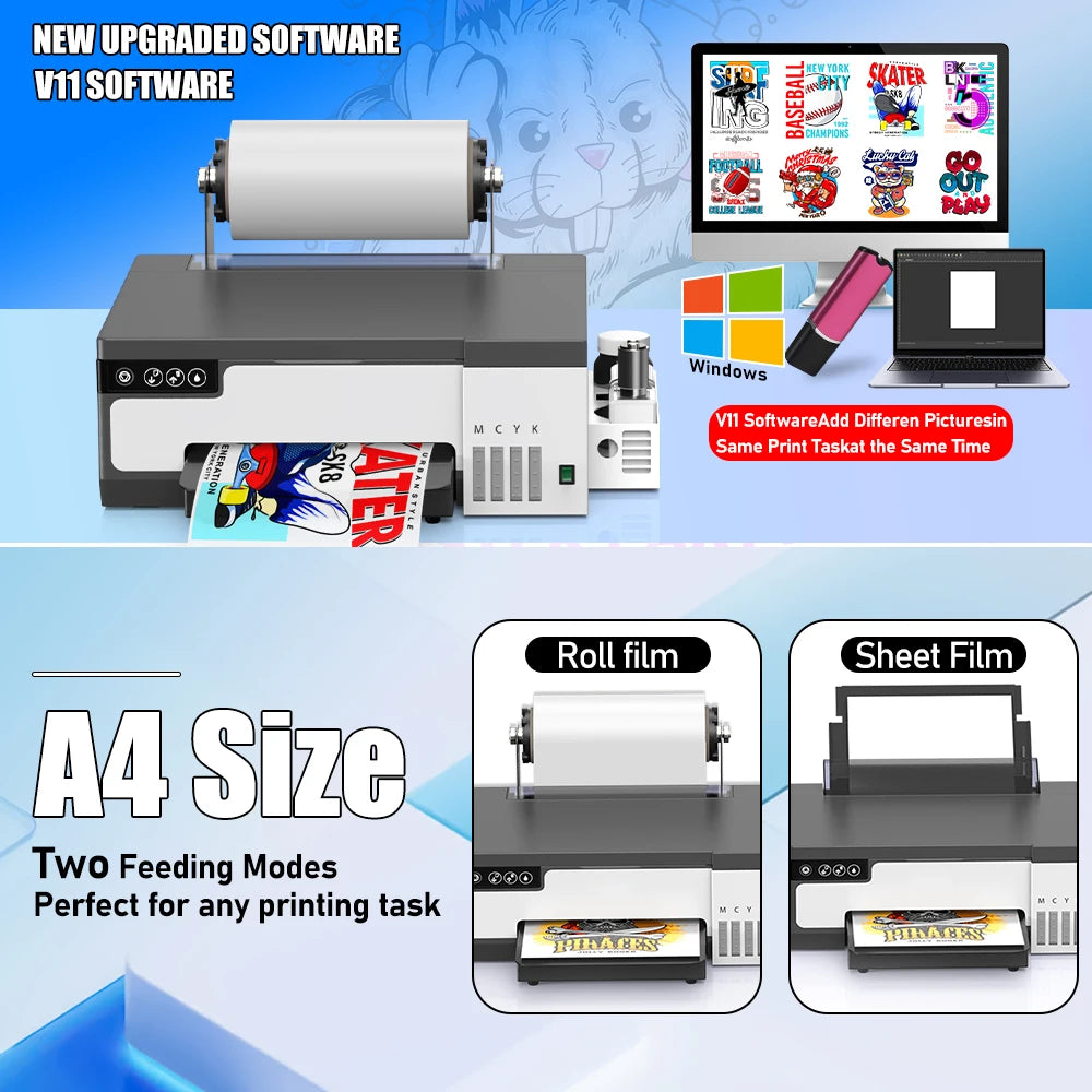 A4 L8058 DTF Printer For Epson XP600 DTF Printer Directly to Film Transfer Printer T shirt Printing Machine For all Textile
