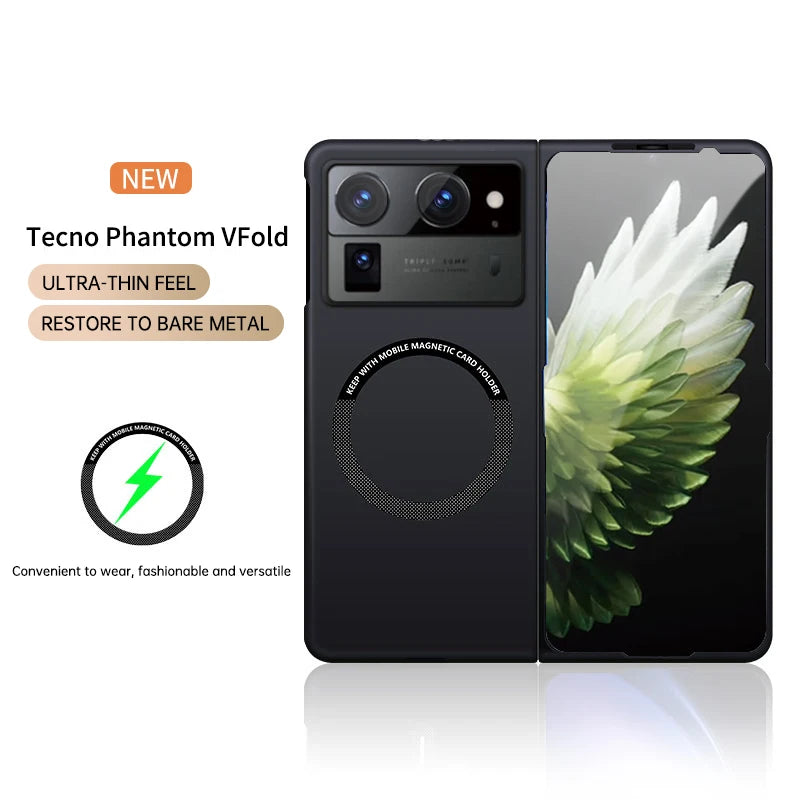 For Tecno Phantom V Fold 2 Luxury magnetic wireless phone case Skin-friendly Mobile cover Non-Slip Shockproof Bumper Funda
