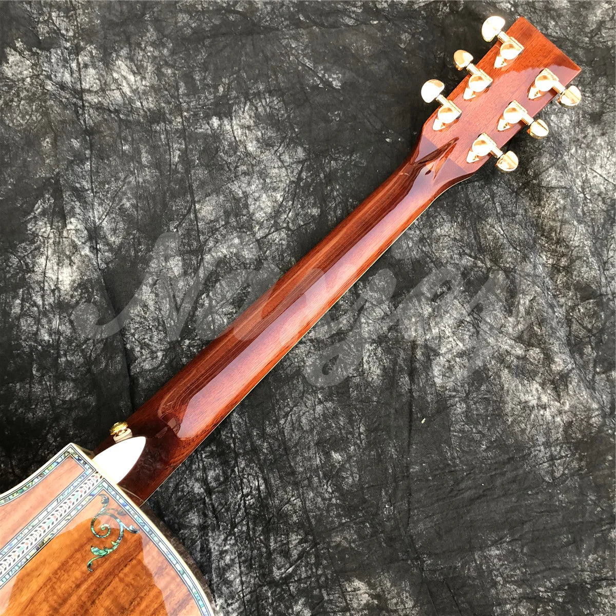 Solid Wood All Koa Acoustic Guitar 41 Inches D Type Cutaway Body Real Abalone Flowers Ebony Fingerboard Guitar