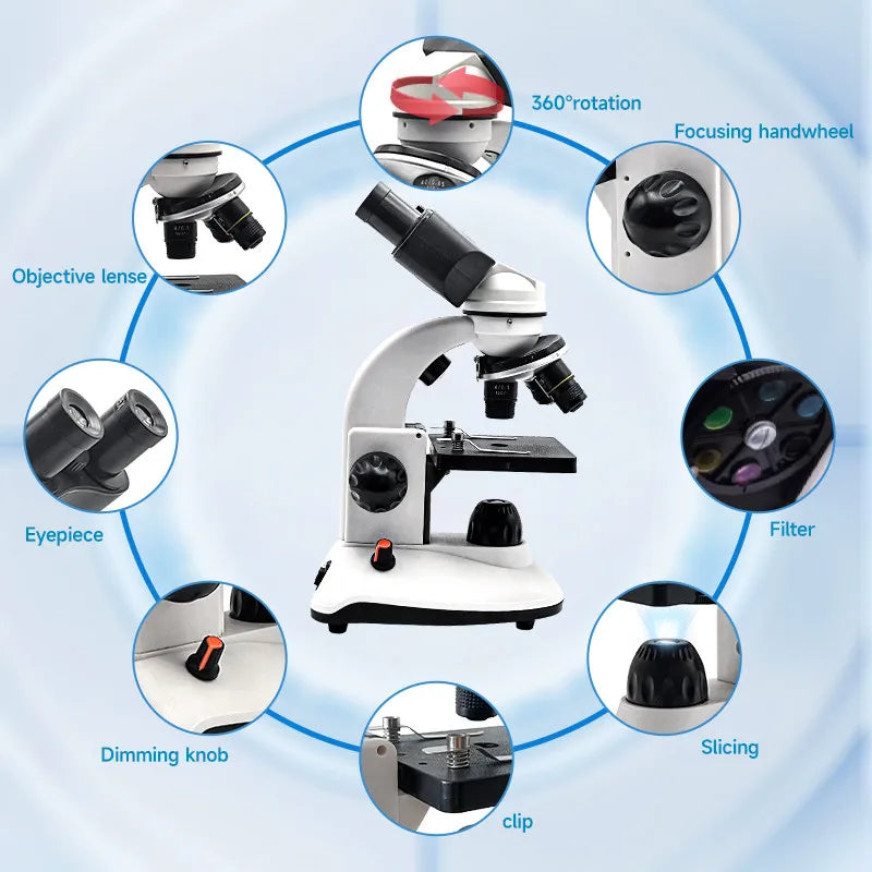 Binocular high definition high power microscope textbook for students Biochemistry Lab Light microscope for children junior high