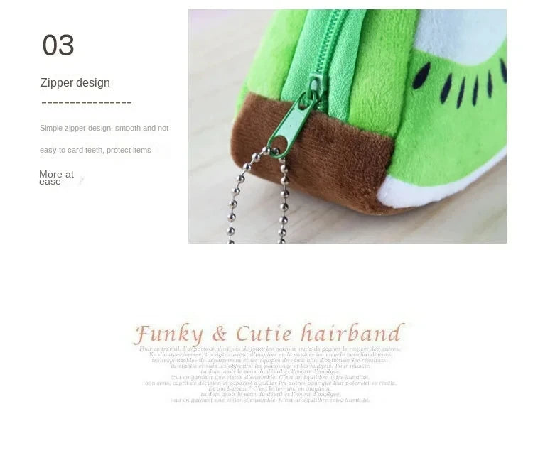 Cartoon Fruit Creative Plush Three-dimensional Coin Wallet Storage Bag School Bag Hanging Children's Holiday Gifts Cartoon Fruit