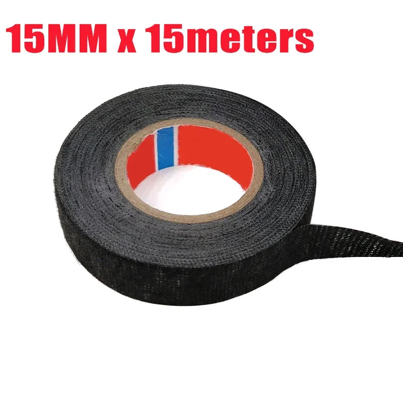 15meters Electrical Tape Heat-resistant Adhesive Cloth Tape For Cable Car Harness Wiring Loom Width 15MM Dropshipping
