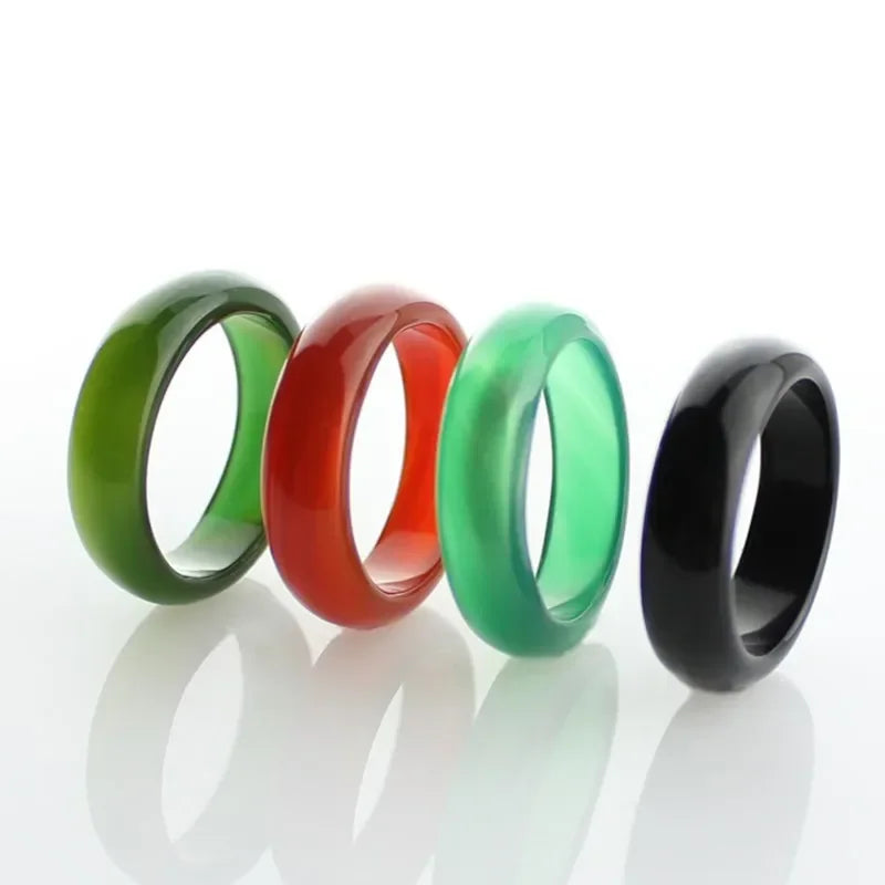 Unisex Natural Ring Multicolor Black Green Red Agates Created Circle Natural Stone Finger Rings Charms Christmas Gifts Wholesale