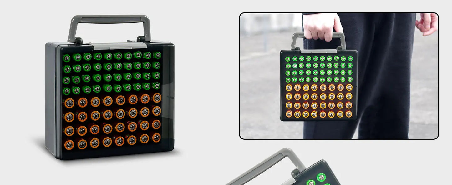 Battery Storage Organizer Holder Holds 72 AA AAA Batteries, Battery Box Case Garage Container,Home Drawer Organization Dispenser